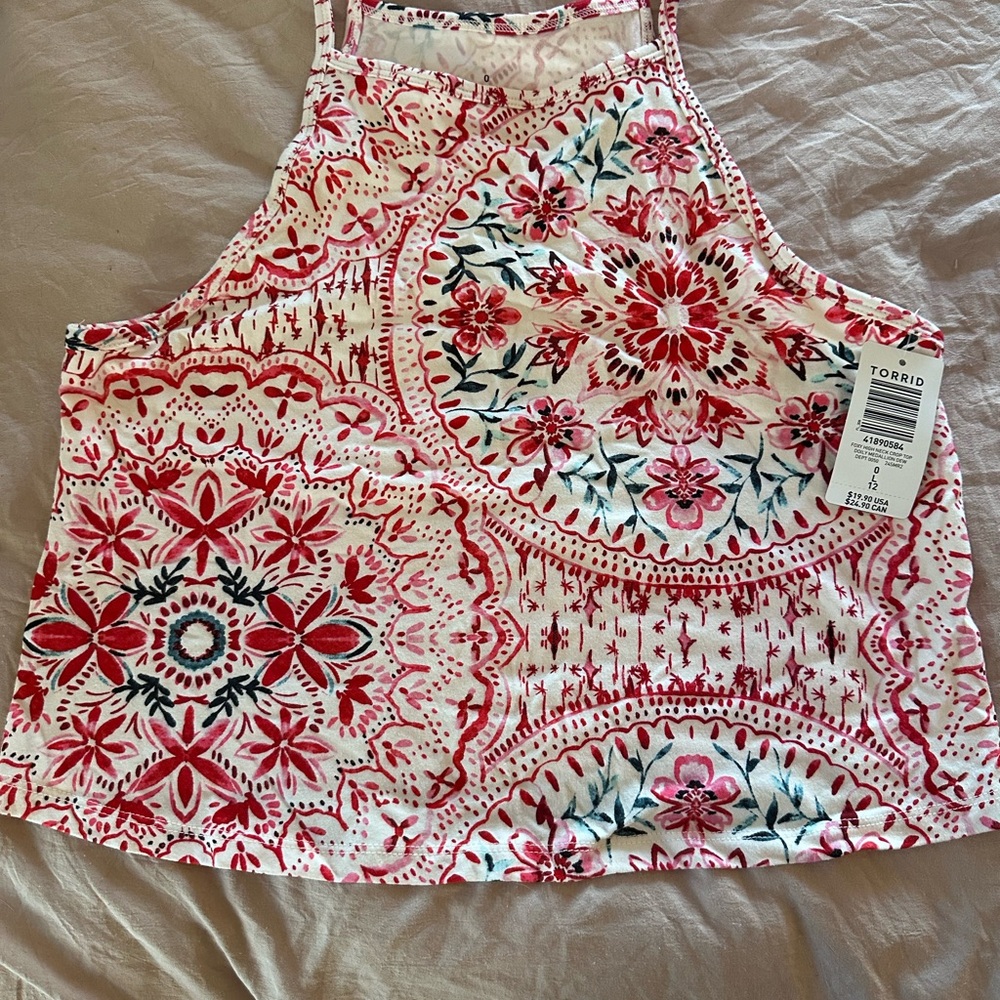 Torrid Pink and Red Floral Crop Top